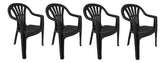4 Sillas Plasticas Apilables H:100k Interiores Exteriores Tm Negro Lisa
