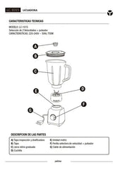 Licuadora De Mesa Yelmo Lc-1015 Jarra Vidrio 750w 1.5 Litros Celeste Cuchillas Inoxidable 2 Velocidades
