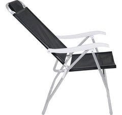 Reposera 4 Posiciones Bel Aluminio Poliéster Pvc Negro Css Negro