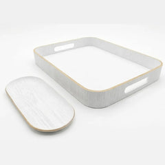 Set Carol De 2 Vasos De Vidrio Doble Pared + 2 Bandejas Blanco