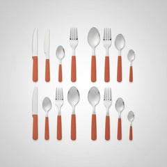 Set De Cubiertos Carol Juego X 16 Piezas Acero Inox Ladrillo Naranja