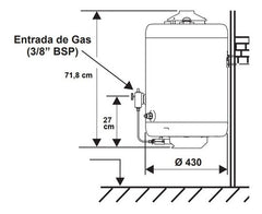 Termotanque A Gas De Carga Superior Ecotermo Populi 45lts Blanco
