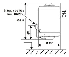 Termotanque A Gas De Carga Superior Ecotermo Populi 45l Cts Blanco
