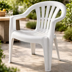 Silla Plastica Apilable Interiores Exteriores Tm Eco H:100kg Blanco Lisa