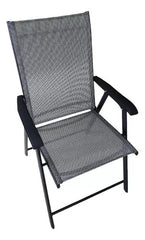 Combo 4 Sillas Plegable Jardin Ratan 1 Mesa 80cm Vidrio Caño Negro Lisa
