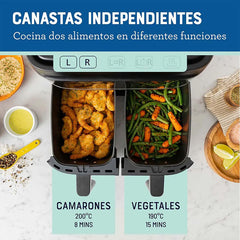 Freidora De Aire Digital Dual Oster Ckstaf7mcddf 7.6l Negro