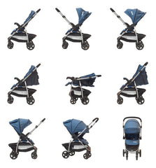 Cochecito De Paseo Bebesit 1390d Azul Manillar Rebatible Cts - Azul - Plateado
