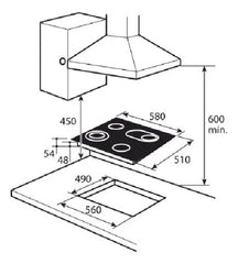 Anafe Eléctrico De Empotrar Vitrocerámico Drean Aedr60cnv Cs Negro