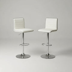 2 Banquetas Altas Taburete Tapizado Respaldo Blancas Vivendi Cromado Blanco