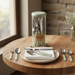 Juego De Cubiertos Carol X 24 Acero Inox + Cilindro Areia Verde Areia
