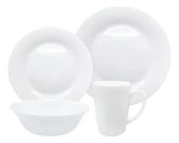 Set Juego De Vajilla Platos + Jarros Vidrio Opal 16 Piezas Blanco Lisa