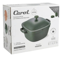 Set Carol Cacerola Antiadherente 20cm Y 12 Utensillos Negro Verde Musgo