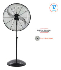 Ventilador De Pie Industrial Liliana 32 3 Vel 280w Vpi32cb 81.28 Cm Negro Plateado Metal 2