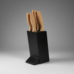 Set Juego 5 Cuchillos Soporte Taco Negro Cocina Chef Carol Negro