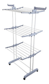 Tender Vertical Tm Caño Pintado Blanco 3 Plataformas Con Ruedas Gris/blanco