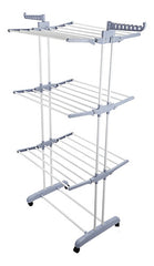 Tender Vertical Tm Caño Pintado Blanco 3 Plataformas Con Ruedas Gris/blanco