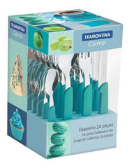 Cubiertos Tramontina Juego De 24 Piezas Carmel Turquesa Verde