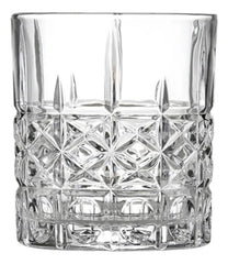 Vajilla Juego De 6 Vasos 350ml Vidrio Labrado Bandeja Carol Blanco Lisa