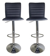 2 Banquetas Altas Taburete Tapizado Respaldo Negra Vivendi Cromado Negro