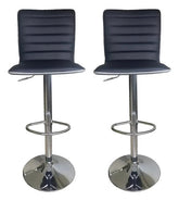 2 Banquetas Altas Taburete Tapizado Respaldo Negra Vivendi Cromado Negro