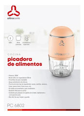 Procesadora Ultracomb Pc-6802 200w 300ml 6 Cuchillas Acero Inox Bold De Vidrio