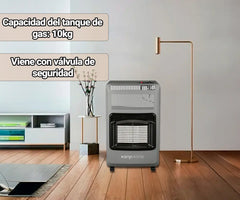 Estufa Gas Envasado Kanji 3800 Kcal/h Con Ruedas Y Válvula Seguridad Gris