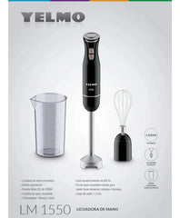 Licuadora De Mano Yelmo Lm-1550 Color Negro 1200w Acero Inoxidable Con Vaso