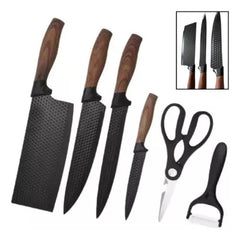 Juego De Cuchillos Tijera Rallador Tm 6 Piezas Taco Madera Negro