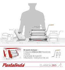 Fabrica De Pastas Pastalinda Clasica 260 Cromo Amasa Estira Gris