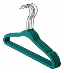 Perchas Slim Terciopelo Antideslizante Delgadas X 5 Verde Verde Oscuro