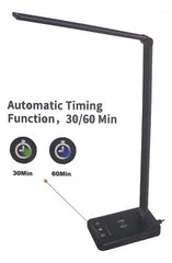 Lampara De Escritorio Led Tm C/ Cargador Inalámbrico Usb Cts Estructura Negro Pantalla Blanco