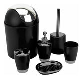 Set Kit Accesorios Para Baño Juego De 6 Piezas Tm Bj39 Negro Negro