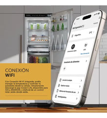 Heladera Vondom Combi250bi Panelable Wifi Inverter No Frost Blanco