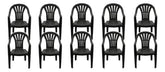 10 Sillas Plasticas Apilables H100k Interiores Exteriores Tm Negro Lisa