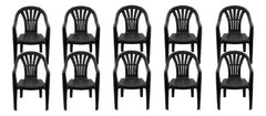 10 Sillas Plasticas Apilables H100k Interiores Exteriores Tm Negro Lisa