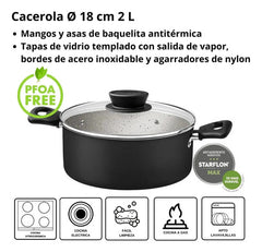 Batería De Cocina Completa Tramontina 7 Pzas Linz Aluminio Color Gris Oscuro