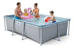 Pileta Lona Tiburoncito N4 De 240x160x65cm Cap 2500l Gris Lisa