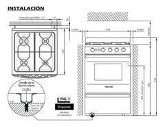 Cocina Volcan Grafito Acero 87665vm 55cm Luz Y Encendido Color Negro