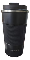 Vaso Promo Termico Acero Inox Con Tapa Frio Calor Vivendi Negro Liso