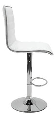2 Banquetas Altas Taburete Tapizado Respaldo Blancas Vivendi Cromado Blanco