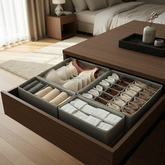 Set Por 4 Organizadores De Cajones Vivendi Ropa Interior Gris