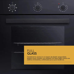 Combo Cocción Eco Vondom Horno Empotrable + Anafe Vitro 60cm Negro