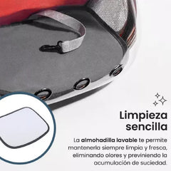Mochila Transportadora Mascota Perro Gato Capsula Burbuja R Rojo
