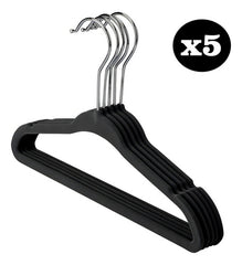 Perchas Slim Terciopelo Antideslizante Delgadas X 5 Tio Musa Color Negro