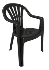 4 Sillas Plasticas Apilables H:100k Interiores Exteriores Tm Negro Lisa