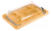 Fuente Asadera Vidrio Templado Tabla Bambú 34cm Carol Marrón Claro
