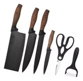 Juego De Cuchillos Tijera Rallador Tm 6 Piezas Taco Madera Negro