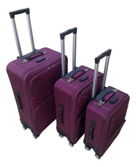 Set De 3 Valijas Semi Rigidas Viaje Kit Violeta 8 Ruedas Cs Violeta Oscuro Lisa
