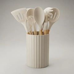 Set De 12 Utensillos De Cocina Carol 68012 C/contenedor Beige