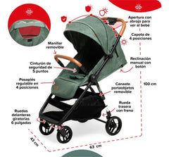 Cochecito De Paseo Bebesit 1321c T- Flex Verde Verde Negro